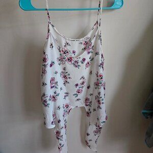White Floral Tie Front Camisole - Lush from Stitch Fix, Size XL